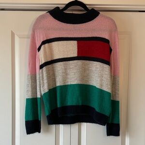 Tommy Hilfiger Pink and Green Striped Sweater